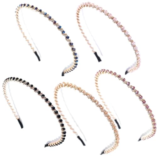 Handgefertigtes Perlenhaarband, modischer Haarreifen für Partys, schmal, 5-teiliges Set für Damen und Mädchen von Kapmore
