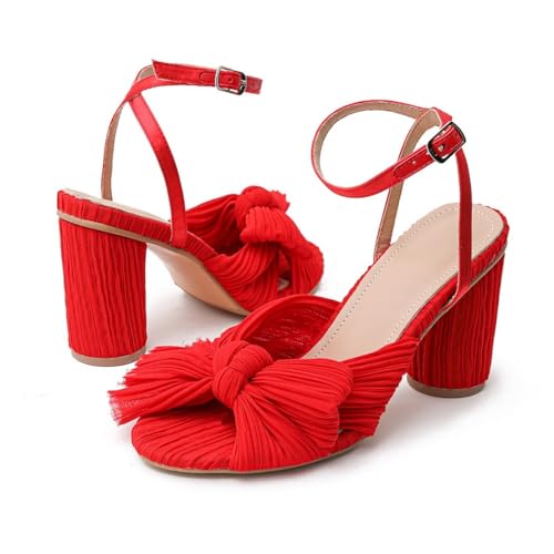 High-Heeled Ankle Strap Sandalen: Chunky Summer Block Heel Sandals, Gummi von Kapmore