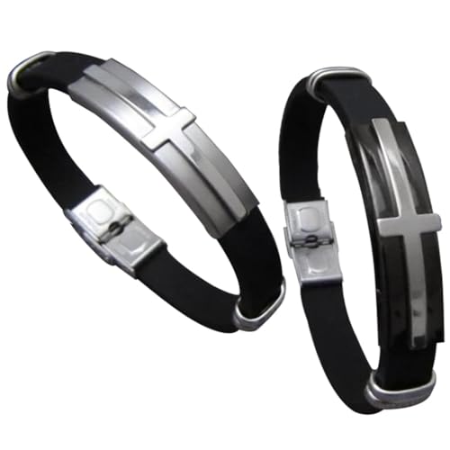 Kapmore 2-teiliges Titan-Stahl-Armband-Set für Damen und Herren – modisches Kreuz-Armband mit Glaubens-Gravur von Kapmore