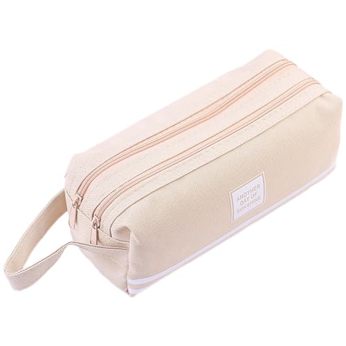 Kapmore Aufbewahrungstasche aus Segeltuch für Schreibwaren, Stifte, Make-up, große Kapazität, tragbare und leichte Tasche für Studenten und Profis, Beige161, Einheitsgröße von Kapmore