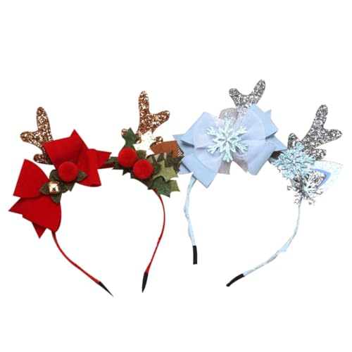 Kapmore Haarreifen mit Schleife, 2 Stück, Party, Rentier, Weihnachten, Stirnband, dekorative Kopfbedeckung von Kapmore