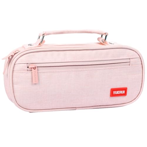 Kapmore Klassische Leinen-Schreibwaren-Tasche, große Kapazität, tragbare Stift-Aufbewahrungstasche, einfache Make-up-Tasche, rose, Einheitsgröße von Kapmore