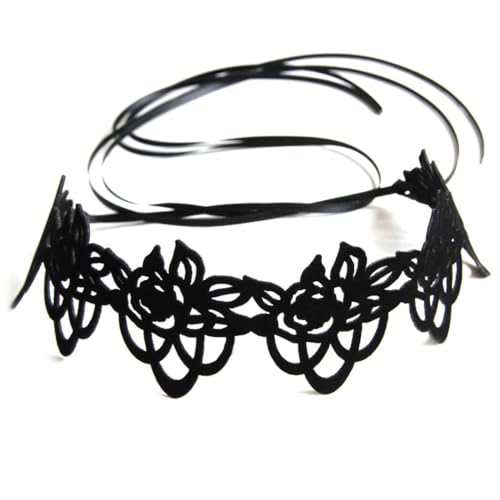 Kapmore Kurze Blume Tattoo Spitze Choker Halskette für Mädchen - Perfekt für Halloween, Kunstleder von Kapmore