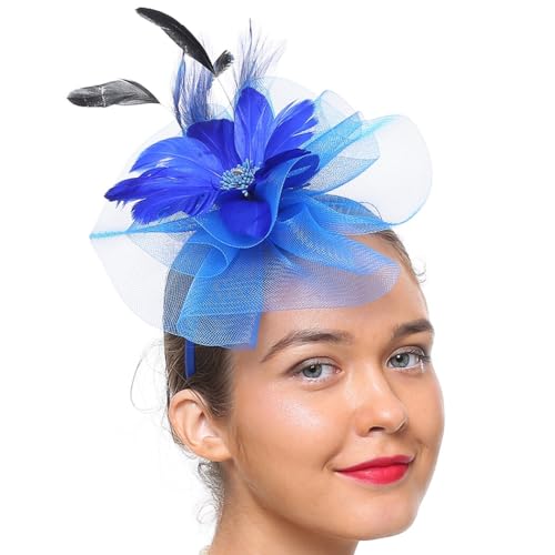 Modischer Hochzeits-Fascinator mit handgefertigtem Netz und Kunstfedern, leichtes und dekoratives Stirnband, Einheitsgröße, Netzstoff von Kapmore