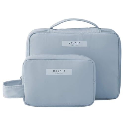 Wasserdichtes Kosmetiktaschen-Set für Reisen – 2 geräumige Make-up-Organizer, Kulturbeutel, blau, Einheitsgröße von Kapmore