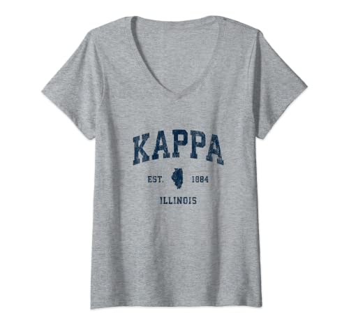 Damen Kappa Illinois IL Sportdesign, Vintage, Marineblau T-Shirt mit V-Ausschnitt Damen Kappa Illinois IL Sportdesign, Vintage, Marineblau T-Shirt mit V-Ausschnitt von Kappa IL Retro T-Shirts & Gifts