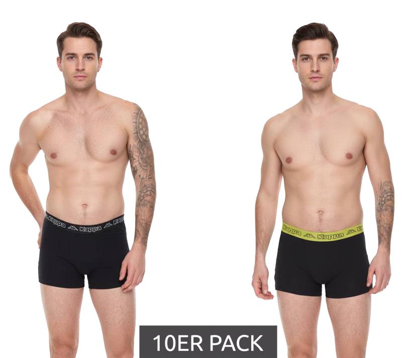 10er Pack Kappa Herren Boxershorts mit Marken Schriftzug und Logo Unterhose 351K1JW ADO Schwarz/Lime von Kappa