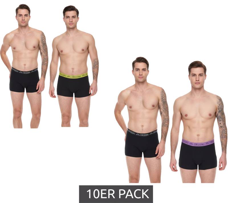 10er Pack Kappa Herren Boxershorts mit Marken Schriftzug und Logo Unterhose 351K1JW Schwarz/Lime oder Schwarz/Violett von Kappa