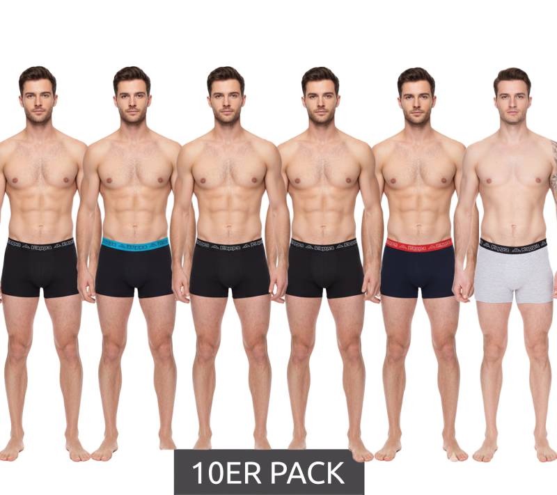 10er Pack Kappa Herren Boxershorts mit Marken Schriftzug und Logo Unterhose in verschiedenen Farben wie Schwarz, Grau, Anthrazit und Blau von Kappa