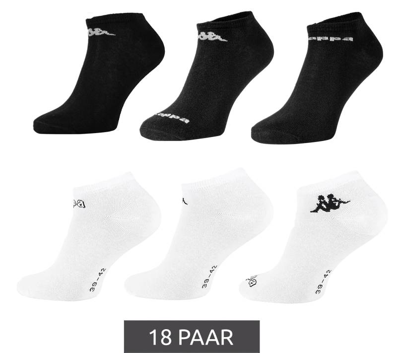 18 Paar Kappa Sportsocken Sneaker-Socken Baumwoll-Strümpfe mit Logo Schwarz oder Weiß von Kappa