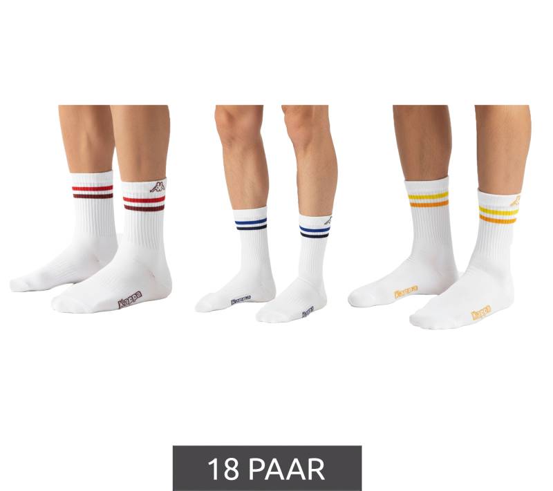 18 Paar Kappa Tennis-Socken Baumwoll-Strümpfe mit Kappa-Logo Alltags-Socken 371F4ZW A01 Weiß von Kappa