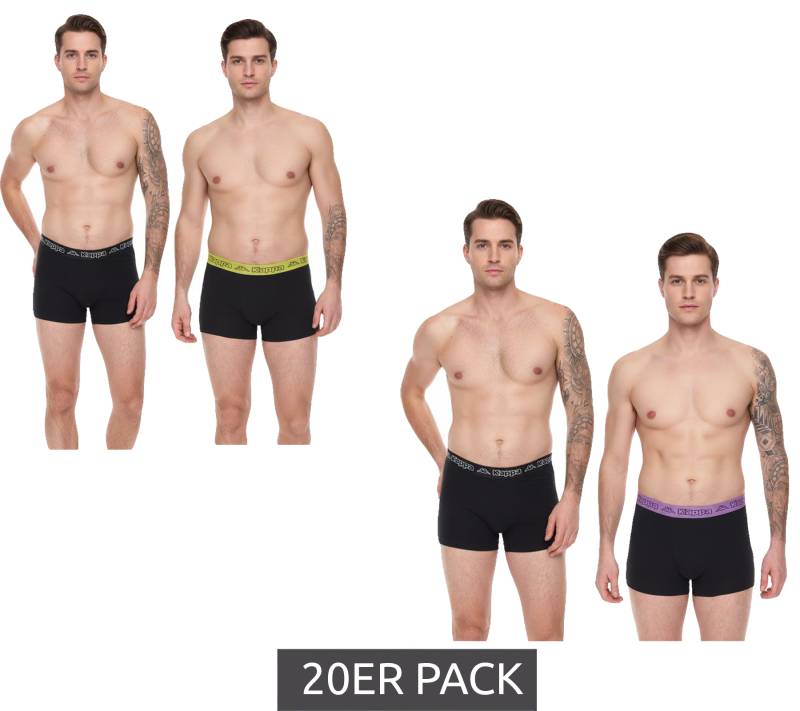 20er Pack Kappa Herren Boxershorts mit Marken Schriftzug und Logo Unterhose 351K1JW Schwarz/Lime oder Schwarz/Violett von Kappa