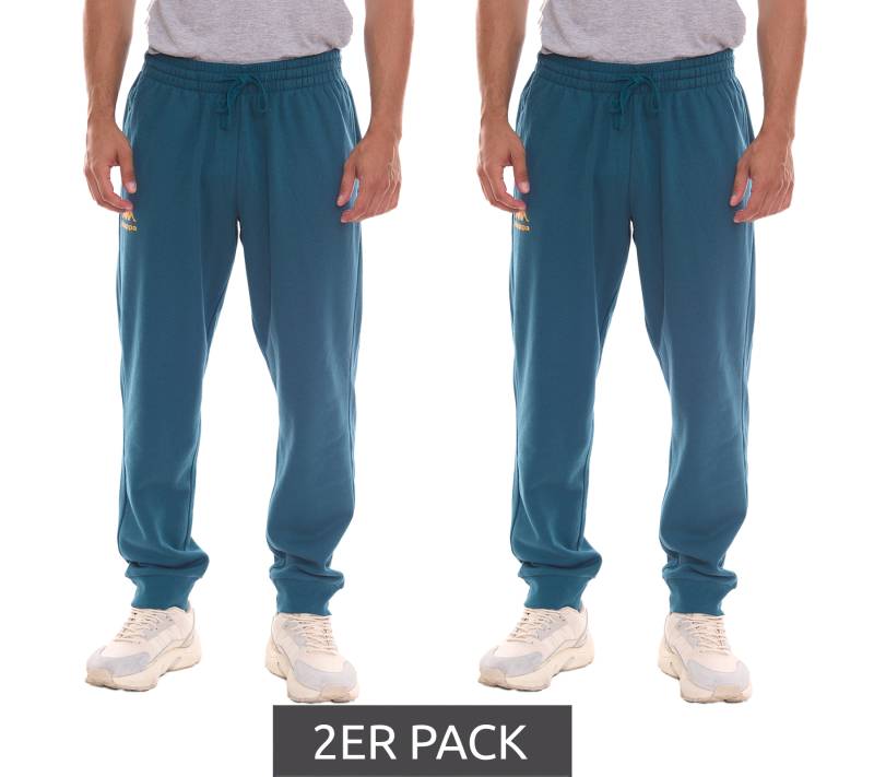 2er Pack Kappa Dragonfly Herren Jogging-Hose bequeme Sweat-Hose mit Logo-Print und elastischem Ripp-Beinabschluss 710662 Petrolblau von Kappa