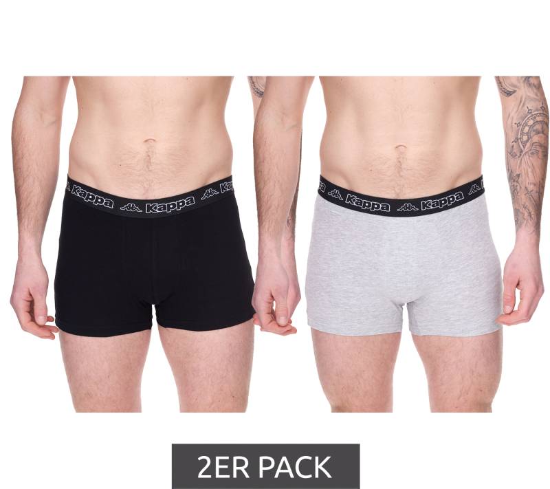 2er Pack Kappa Herren Boxershorts mit Marken Schriftzug und Logo Unterhose 351K1JW A80 Schwarz/Hellgrau von Kappa