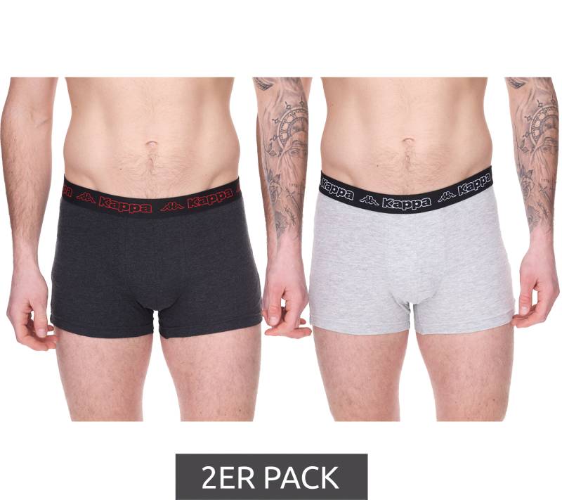 2er Pack Kappa Herren Boxershorts mit Marken Schriftzug und Logo Unterhose 351K1JW ADK Dunkelgrau/Hellgrau/Rot von Kappa