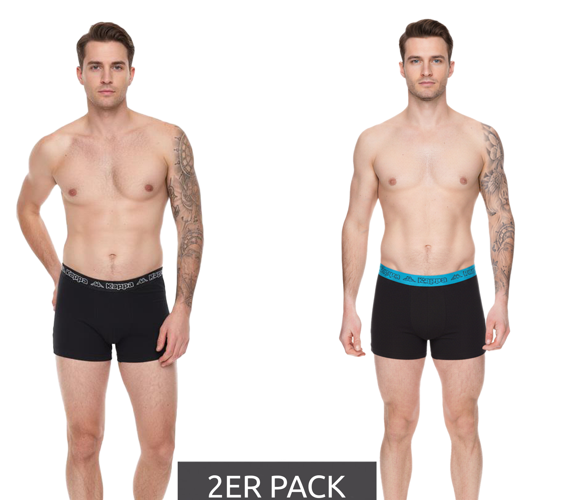 2er Pack Kappa Herren Boxershorts mit Marken Schriftzug und Logo Unterhose 351K1JW ADN Schwarz/Blau von Kappa