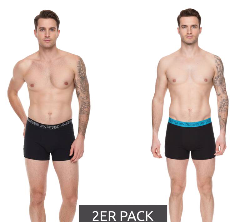 2er Pack Kappa Herren Boxershorts mit Marken Schriftzug und Logo Unterhose 351K1JW ADN Schwarz/Blau von Kappa