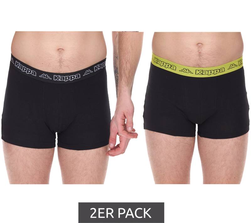 2er Pack Kappa Herren Boxershorts mit Marken Schriftzug und Logo Unterhose 351K1JW ADO Schwarz/Lime von Kappa