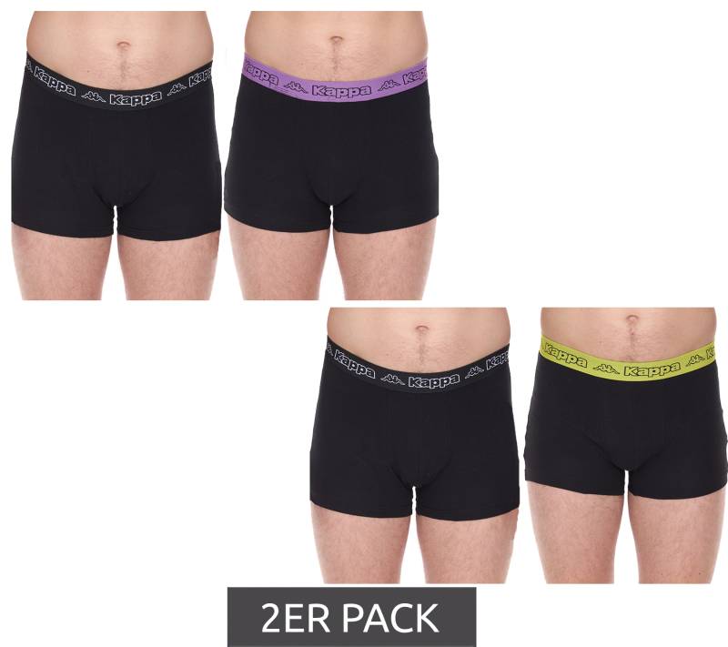 2er Pack Kappa Herren Boxershorts mit Marken Schriftzug und Logo Unterhose 351K1JW Schwarz/Lime oder Schwarz/Violett von Kappa