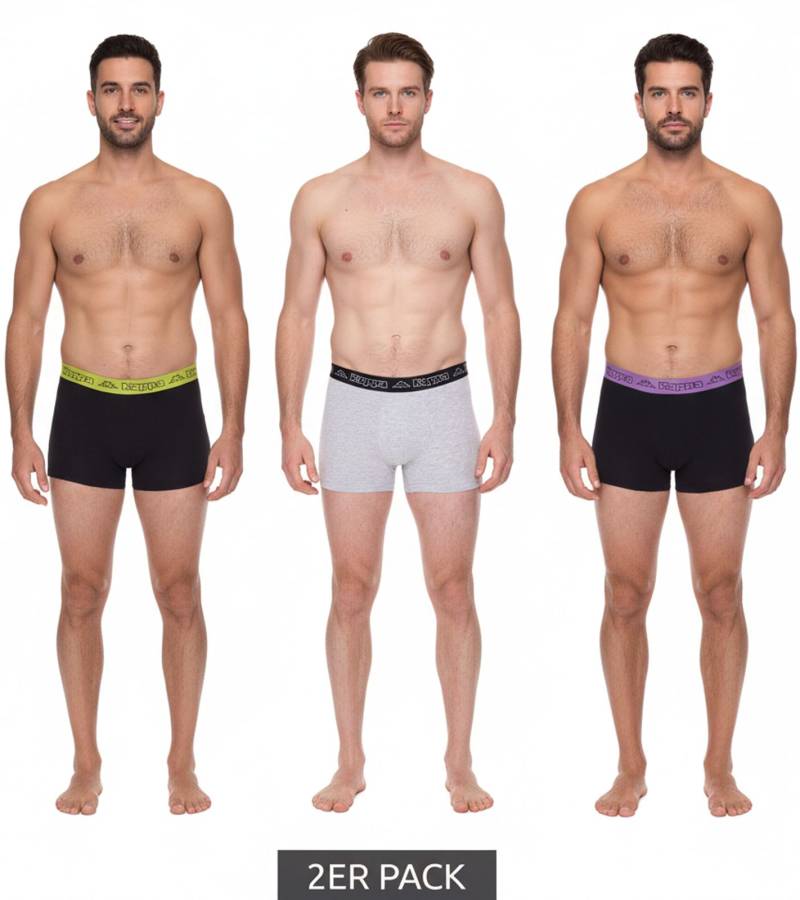 2er Pack Kappa Herren Boxershorts stylische Unterhosen 351K1JW Schwarz, Blau, Rot, Grau, Weiß von Kappa