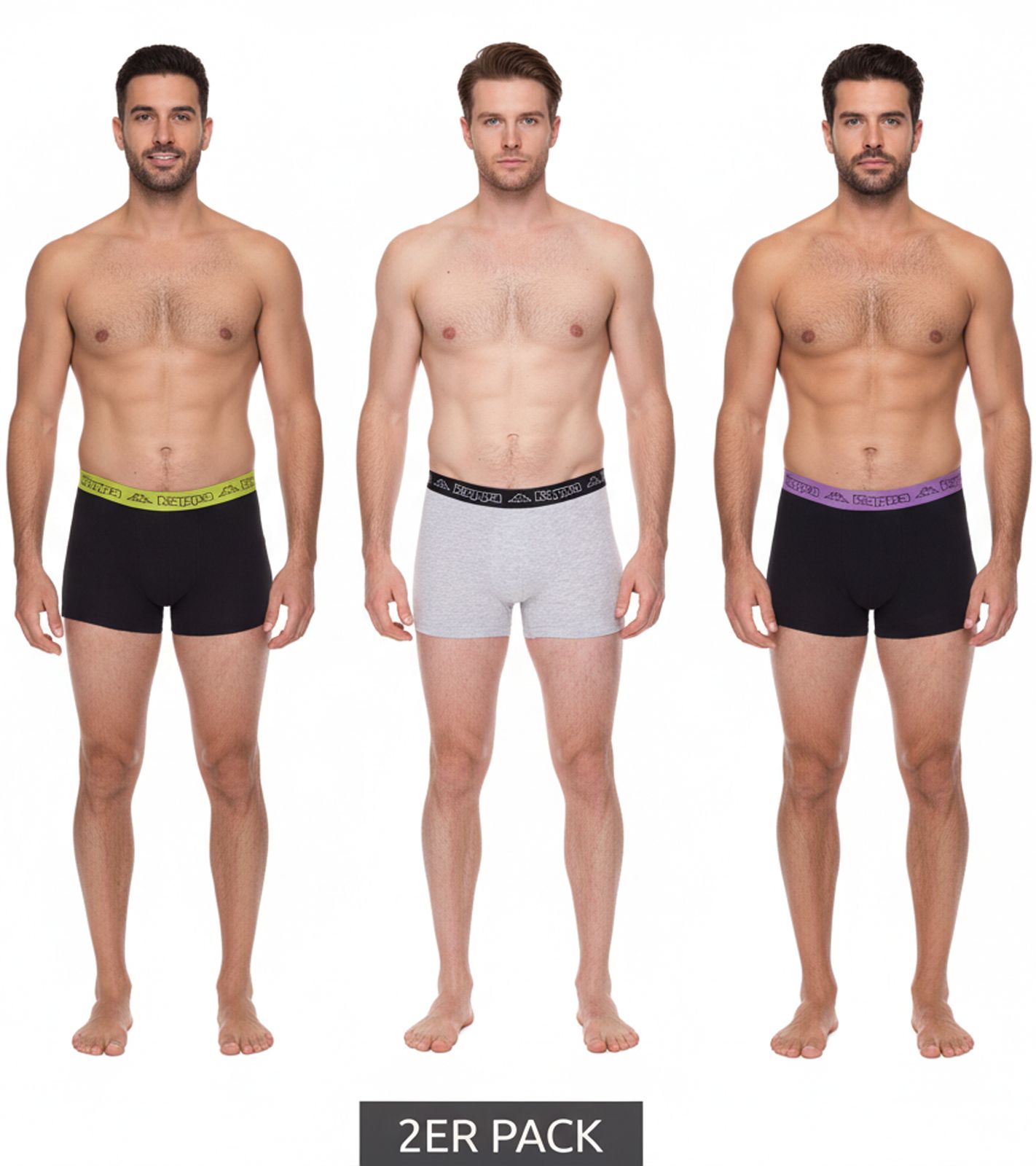 2er Pack Kappa Herren Boxershorts stylische Unterhosen 351K1JW Schwarz, Blau, Rot, Grau, Weiß von Kappa