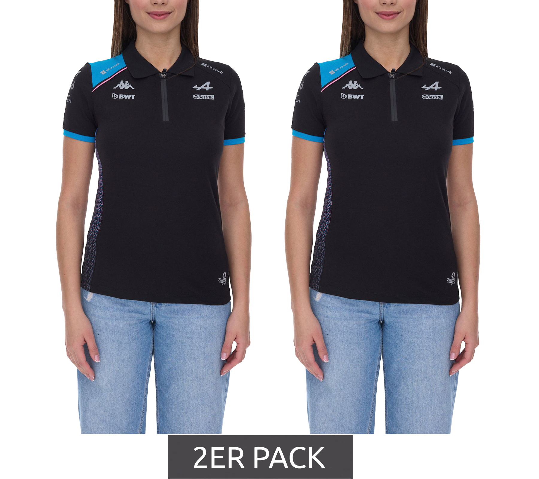 2er Sparpack Kappa X ALPINE Formel 1 F1 Damen Polo-Shirt Baumwoll-Oberteil mit HYDRO WAY PROTECTION-Technologie Kurzarm-Shirt 361E33W AF1 A12 Schwarz 2er Sparpack Kappa X ALPINE Formel 1 F1 Damen Polo-Shirt Baumwoll-Oberteil mit HYDRO WAY PROTECTION-Technologie Kurzarm-Shirt 361E33W AF1 A12 Schwarz von Kappa