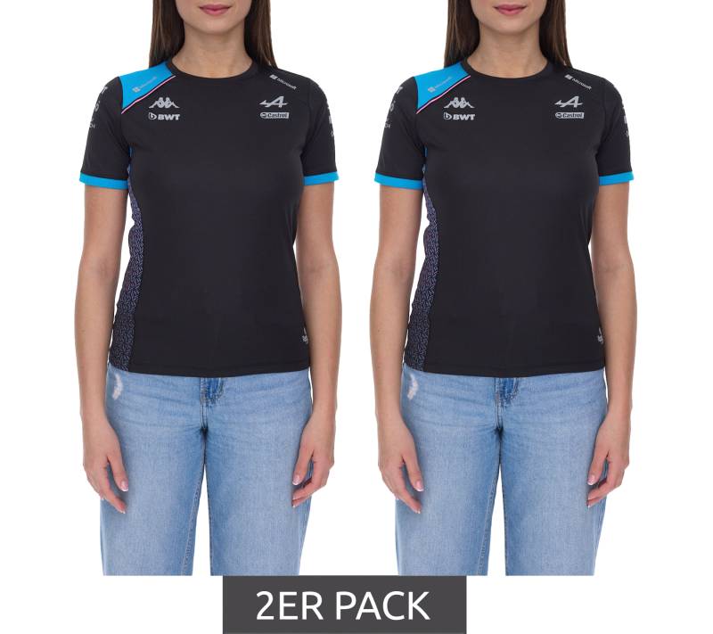 2er Sparpack Kappa X ALPINE Formel 1 F1 Damen T-Shirt mit HYDRO WAY PROTECTION-Technologie Kurzarm-Shirt 351G58W AF1 A12 Schwarz von Kappa