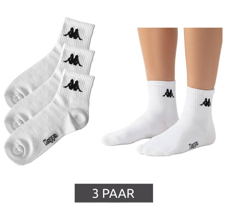 3 Paar Kappa Low Cut-Socken Baumwoll-Strümpfe mit Logo Alltags-Socken 304M5N0 923 Weiß von Kappa