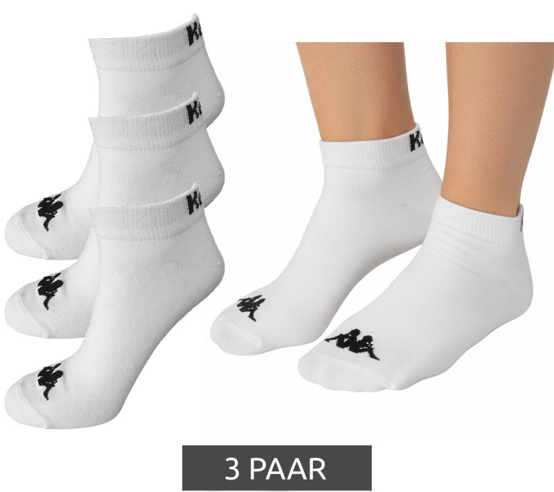 3 Paar Kappa Sportsocken Sneaker-Socken Baumwoll-Strümpfe mit Logo 3112YCW A00 Weiß von Kappa