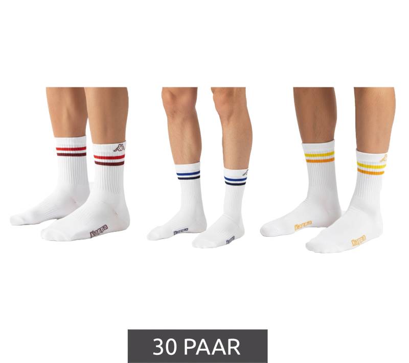 30 Paar Kappa Tennis-Socken Baumwoll-Strümpfe mit Kappa-Logo Alltags-Socken 371F4ZW A01 Weiß von Kappa