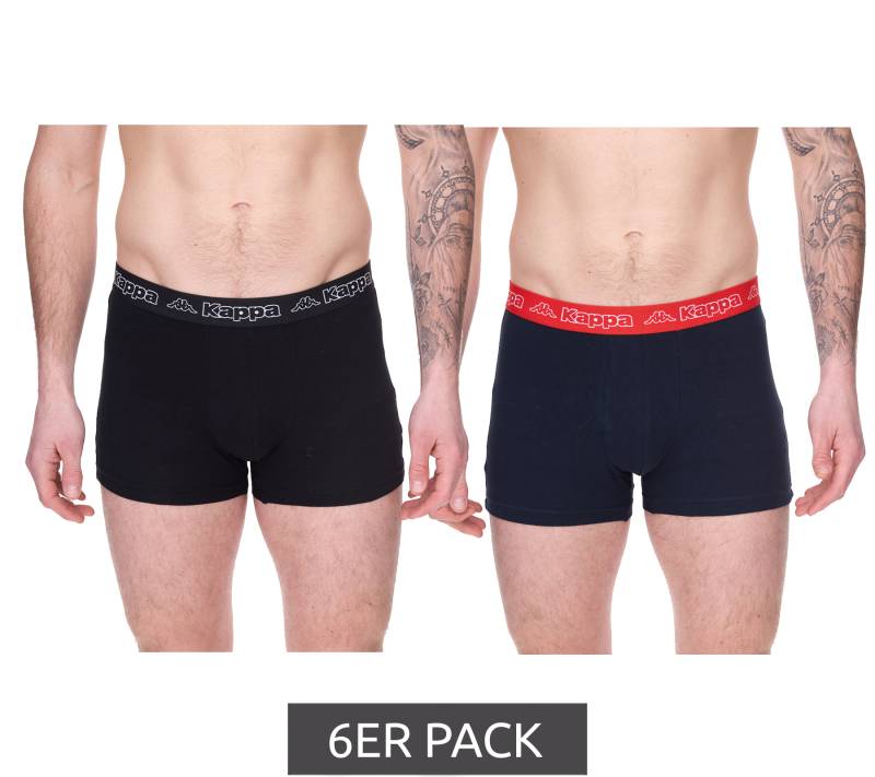 6er Pack Kappa Herren Boxershorts mit Marken Schriftzug und Logo Unterhose 351L1JW ADL Schwarz/Blau/Rot von Kappa
