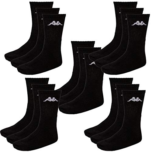 Kappa 15 Paar SONOTU 3 Sportsocken Gr. 35-46 Unisex Tennissocken, Farbe:Black, Socken & Strümpfe:39-42 von Kappa