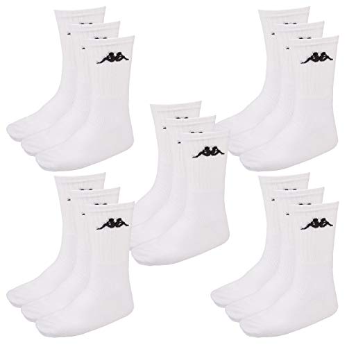 Kappa 15 Paar SONOTU 3 Sportsocken Gr. 35-46 Unisex Tennissocken, Farbe:White, Socken & Strümpfe:39-42 von Kappa