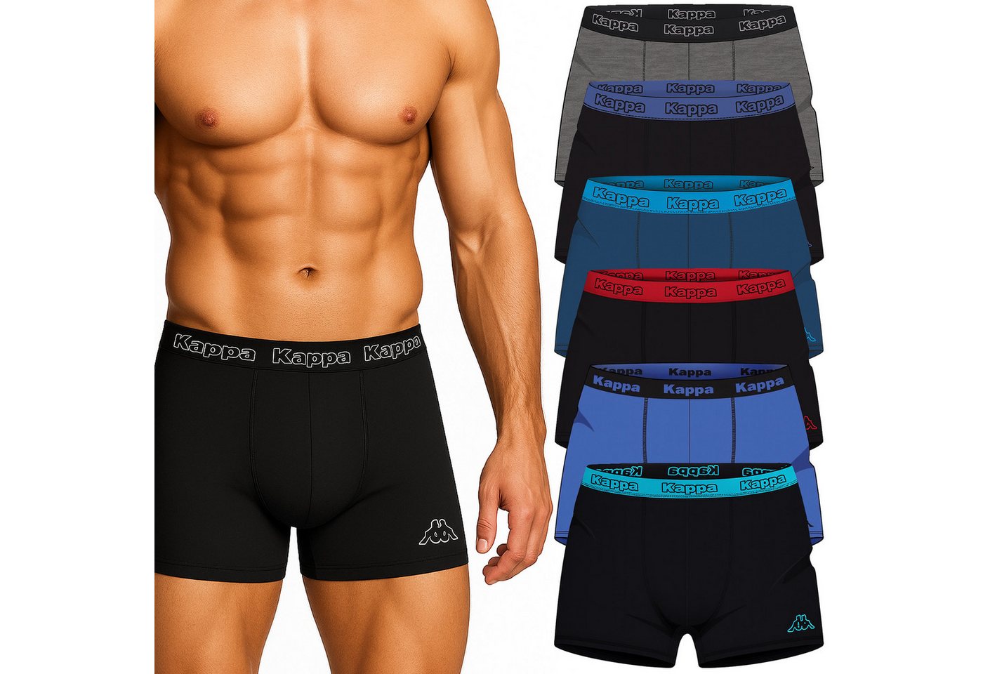 Kappa Boxershorts Herren 6er Pack – Unterhosen Größen M-XXL, Hochwertige Baumwolle (Spar-Set) von Kappa