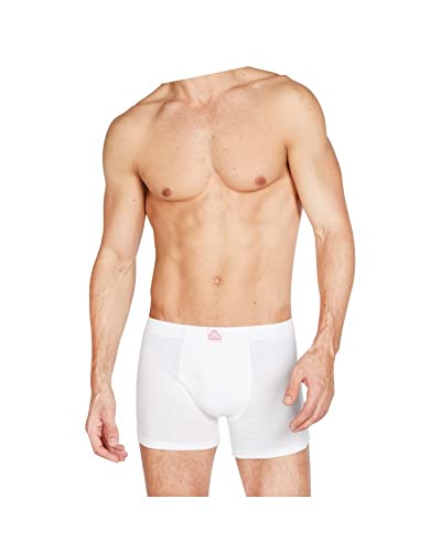 Kappa Boxershorts für Herren, lang, Baumwolle, elastisch, Packung mit 6 Stück, Weiß, XXL von Kappa