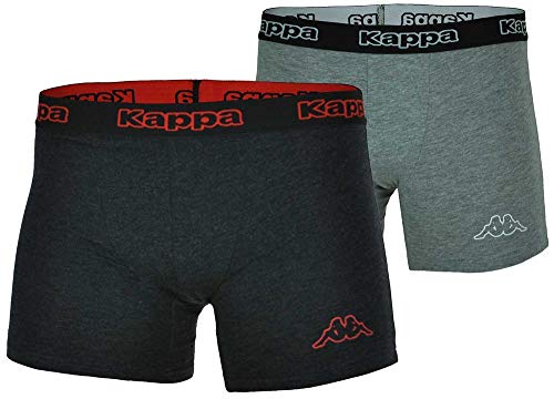 Kappa Classic Logo Mens Boxer Shorts Underwear Briefs Trunks (Pack of 2) Darkgray/Light Gray/Red, Sizes:XXL von Kappa