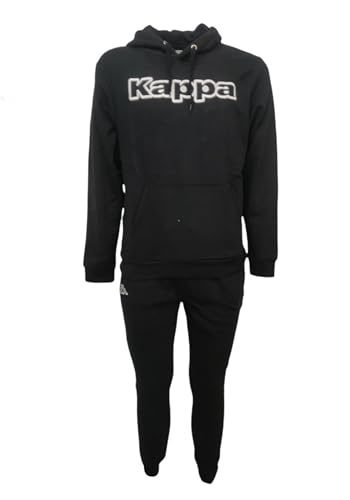 Kappa Dandrea 33176CW005 Trainingsanzug mit Logo, Unisex, Schwarz, aus angerauter Baumwolle mit Kapuze, schwarz / weiß, M von Kappa