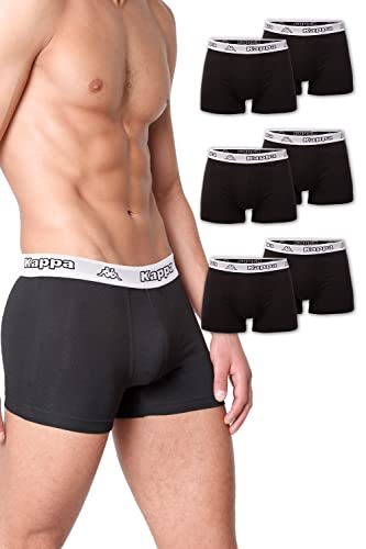 Kappa Enge Boxershorts 6er Pack I Retro Pants für Männer aus Baumwolle I reißfeste & atmungsaktive Herren Unterhosen I Boxer im Vorteilspack als Sport-Unterwäsche, Schwarz mit weißem Bund L von Kappa