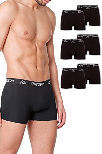 Kappa Enge Boxershorts 6er Pack VINESTA I Retro Pants für Männer aus Baumwolle I reißfeste & atmungsaktive Herren Unterhosen I Boxer im Vorteilspack als Sport-Unterwäsche oder Loungewear, Schwarz L von Kappa