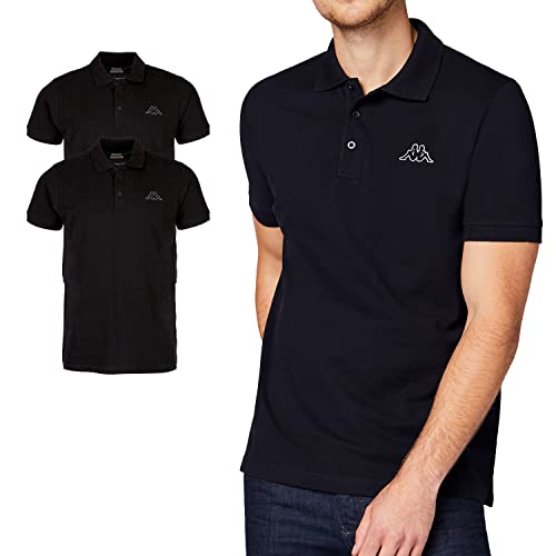 Kappa Herren Polo Shirt VENIST im 2er Pack | Polo-Hemd mit Logodruck| Basic Poloshirts für Männer | Kurzarm Polo für Sport, Freizeit und Büro | M, schwarz von Kappa