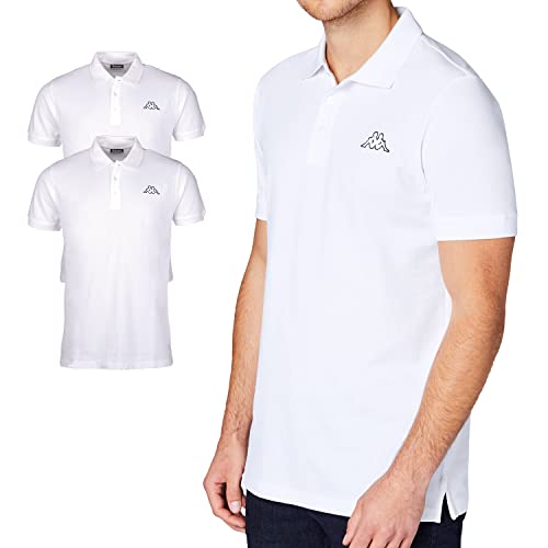 Kappa Herren Polo Shirt VENIST im 2er Pack | Polo-Hemd mit Logodruck| Basic Poloshirts für Männer | Kurzarm Polo für Sport, Freizeit und Büro | M, weiß von Kappa