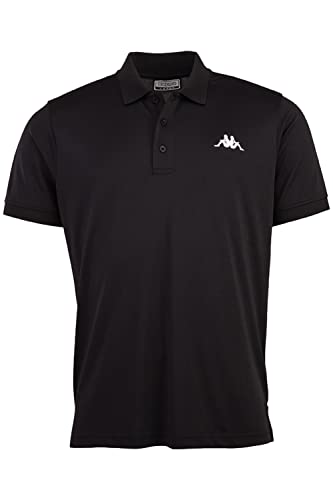 Kappa Herren Polo Shirt in M, Schwarz I Polyester Polo-Hemd mit aufgesticktem Logo I Basic Poloshirts für Männer I Sportliches Kurzarm Polo für Sport & Freizeit I Regular Fit von Kappa