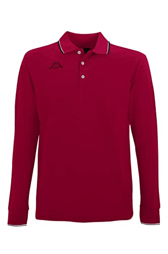 Kappa Herren-Poloshirt mit langen Ärmeln aus Piqué-Baumwolle, 100 % Baumwolle, 200 g., Kirschrot, Medium von Kappa