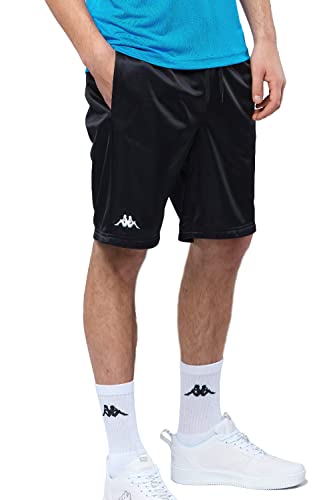 Kappa Herren Shorts in Größe M I Schwarze Sporthose Logo & praktischen Seitentaschen I Aus pflegeleichtem Polyester I Kurze Hose mit elastischem Bund für Sport & Freizeit von Kappa