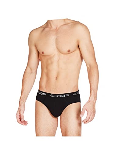 Kappa Herren-Slip aus bielastischer Baumwolle, Packung 3 Stück, Schwarz , L von Kappa