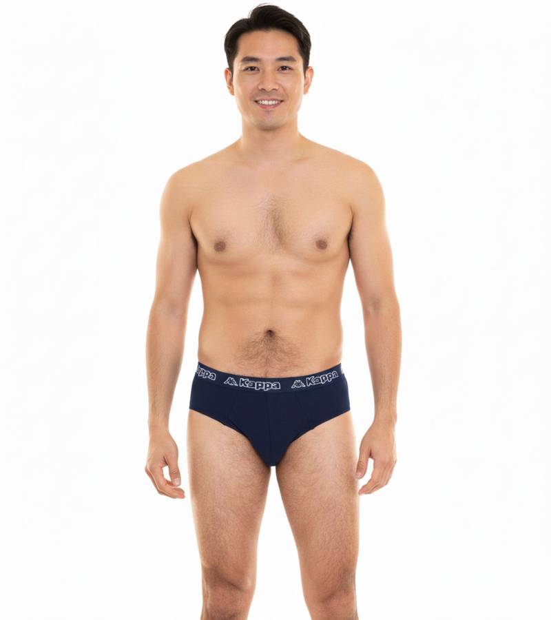 Kappa Herren Slip mit Baumwoll-Stretch Unterwäsche mit Logobund Unterhose 711167 Dunkelblau von Kappa