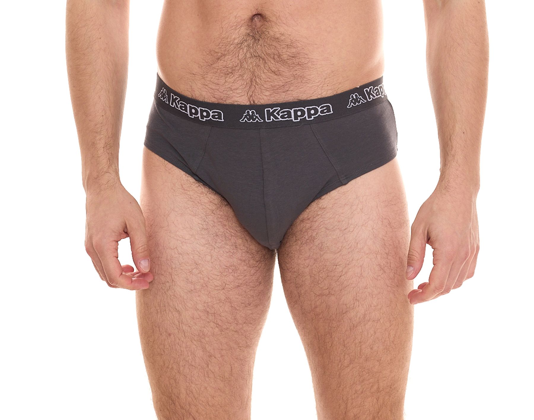 Kappa Herren Slip mit Baumwoll-Stretch Unterwäsche mit Logobund Unterhose 711167 Dunkelgrau von Kappa