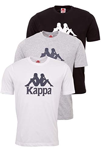 Kappa Tshirt Herren VEPPEL im 3er Pack | T Shirts Männer mit Rundhalsausschnitt und Logodruck | Basic T-Shirt für Herren | Kurzarm Oberteil für Sport und Freizeit | Regular Fit | L von Kappa