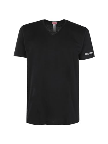 Kappa Unterwäsche K1315 Herren T-Shirt Kurzarm V-Ausschnitt Größe XXL Schwarz 100% gekämmte Baumwolle 1 Stück, Schwarz , XXL von Kappa