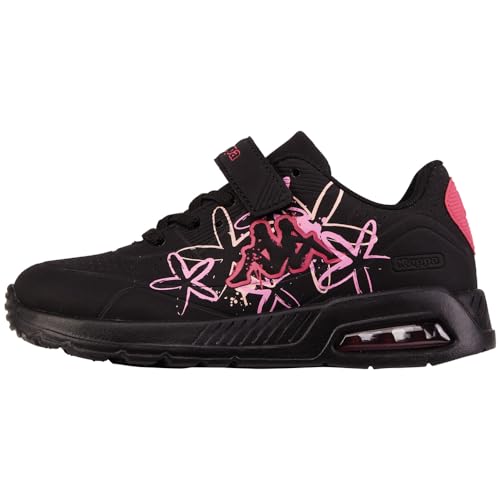 Kappa Jungen Unisex Kinder STYLECODE: 261049FLK Harlem EMB FL K Girls Sneaker, Black/Pink, 25 EU von Kappa
